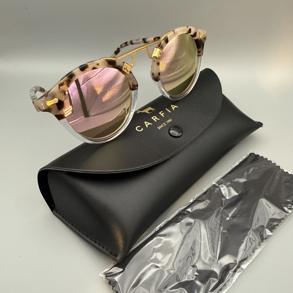 Carfia Ca5395 Authentic tortoise Italian Sunglasses 46-23-145 & Case & Cloth NWT